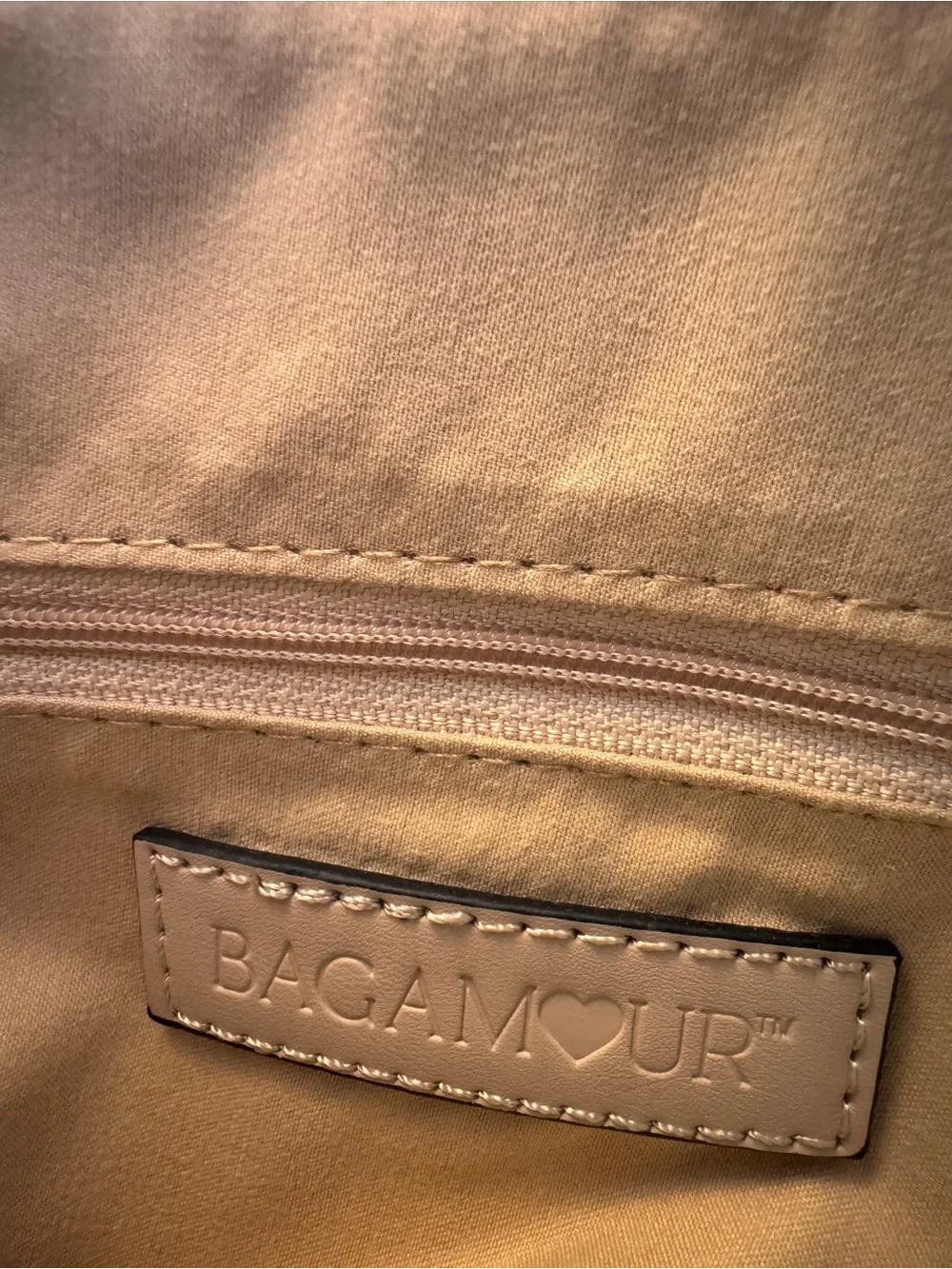 Cream Quilted Satchel with Gold-Tone Accent